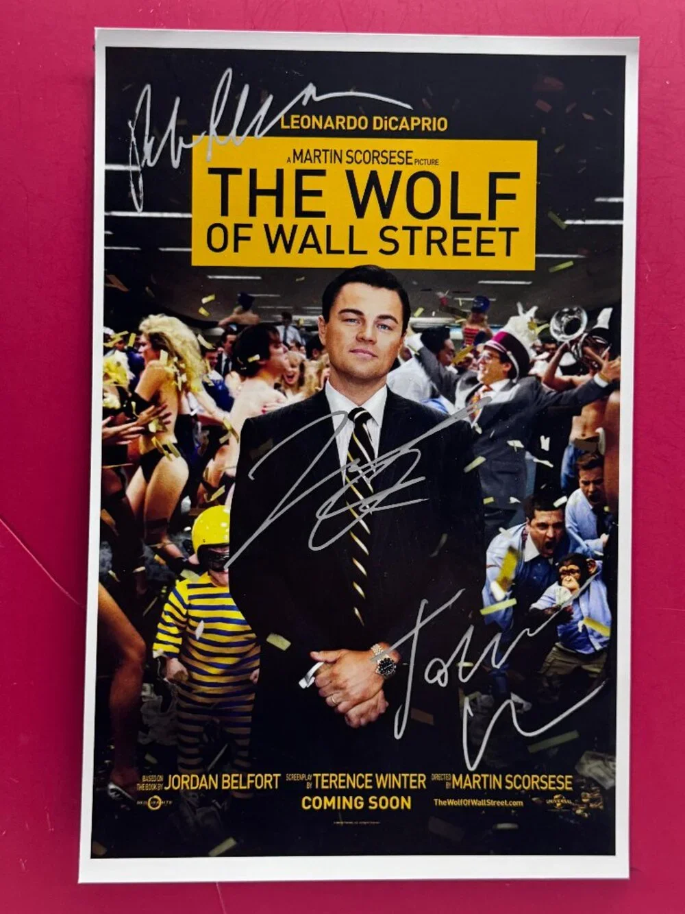 HAND SIGNED THE WOLF OF WALL STREET Movie Poster by 3 Cast AUTHENTICATED…